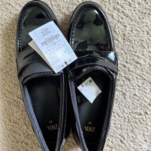 Zara Black Patent Loafers